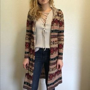 Almost Famous Tribal Aztec Western Duster Sweater szS